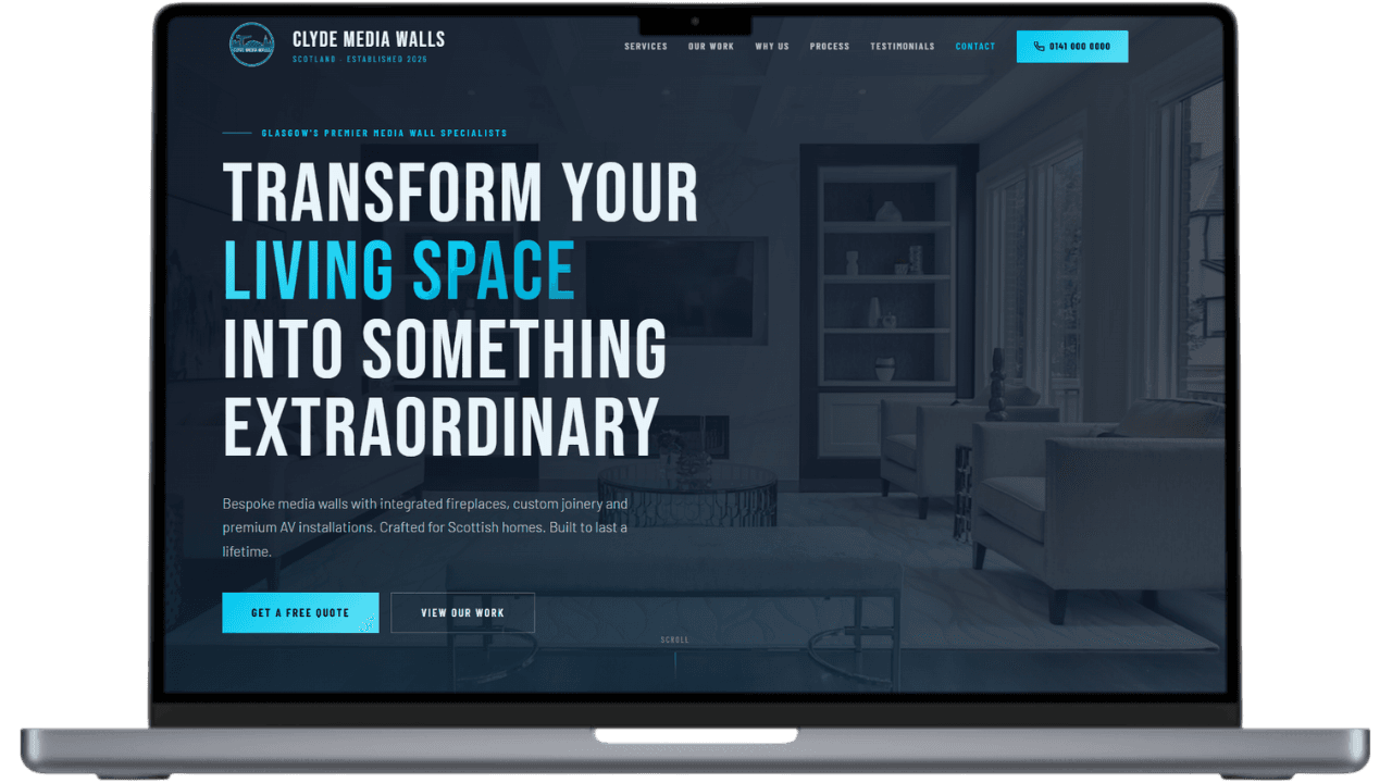 Clyde Media Walls website, built by MunroStudio