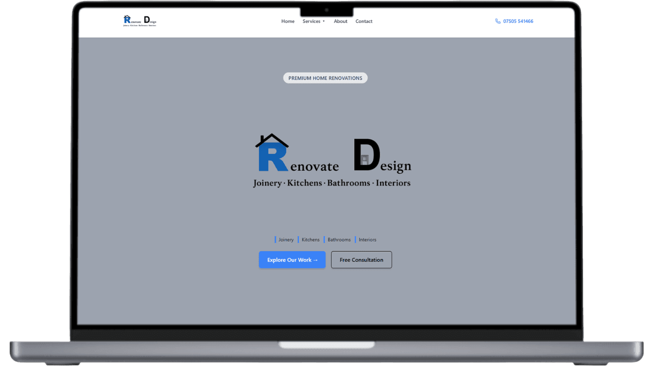 Renovate Design website, built by MunroStudio