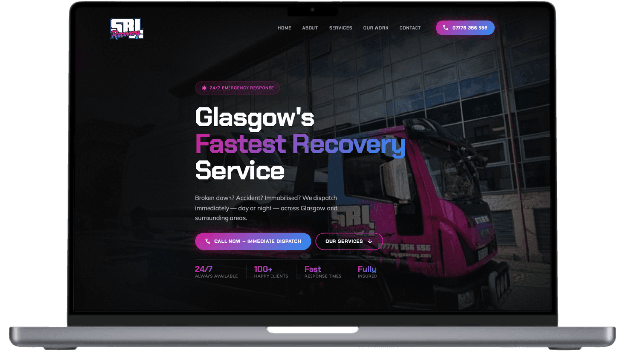 SRL Recovery website, built by MunroStudio